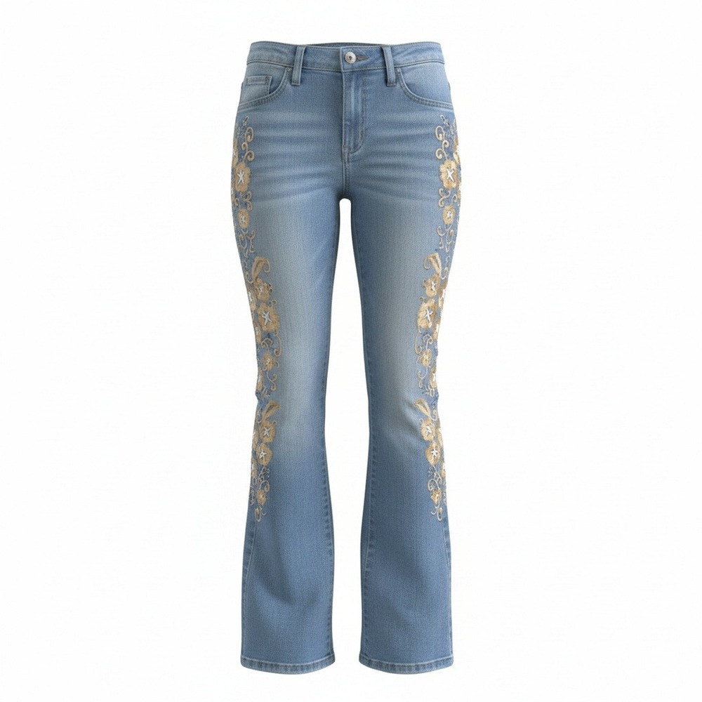 Venus Fame Embroidered Mid-Rise Flare‎ Jean - Size 4 NWOT - Picture 2 of 4